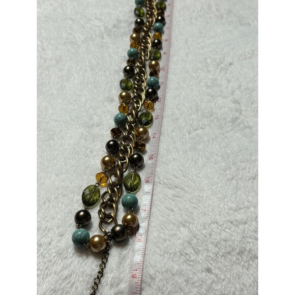 Turquoise multicolored chunky triple layer adjustable fashion necklace - Picture 6 of 6